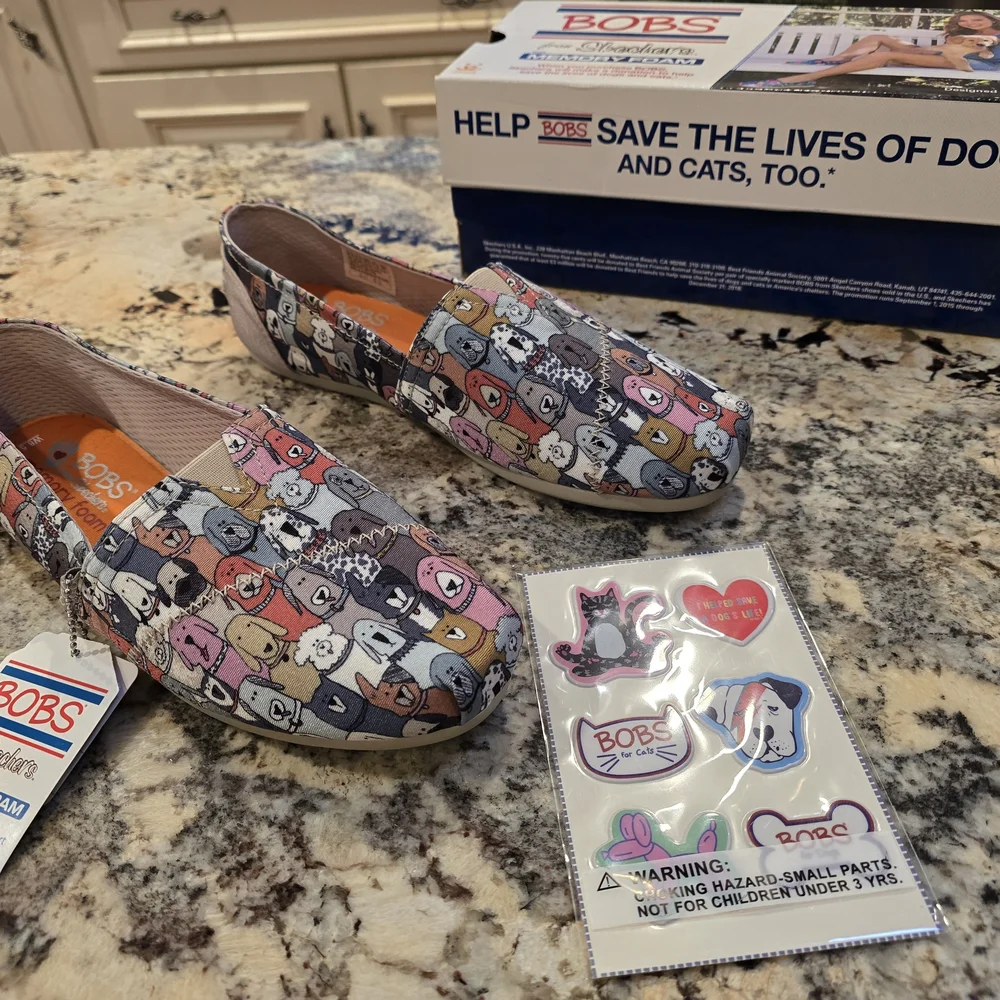 Skechers Kids' Dog Print Slip-On Shoes - Multi-Color - Picture 3 of 7